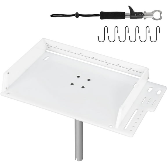 Bait Cutting Board for Boat, Bait Table Filet Board with Separate Tool Slots, 360 Adjustable Rod Holder Fishing Fillet Table with Scale, Extended Boat Fish Cleaning Table