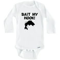 thumbnail image 1 of Bait My Hook Funny Bass Fishing One Piece Baby Bodysuit (Long Sleeve), 3-6 Months White, 1 of 1