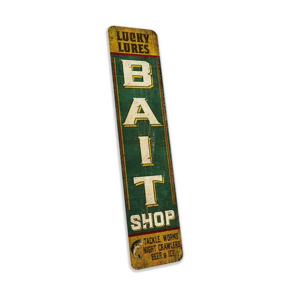 Bait Shop Tackle Sign Rustic Looking Sign Fishing Sign Mancave Garage Décor Gift 4x18 104182001034