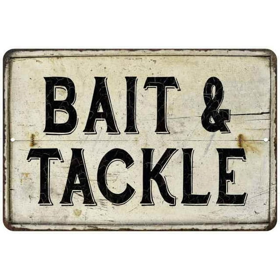 Bait & Tackle Vintage Look Chic 16 x 24 Matte Finish Metal 116240020135