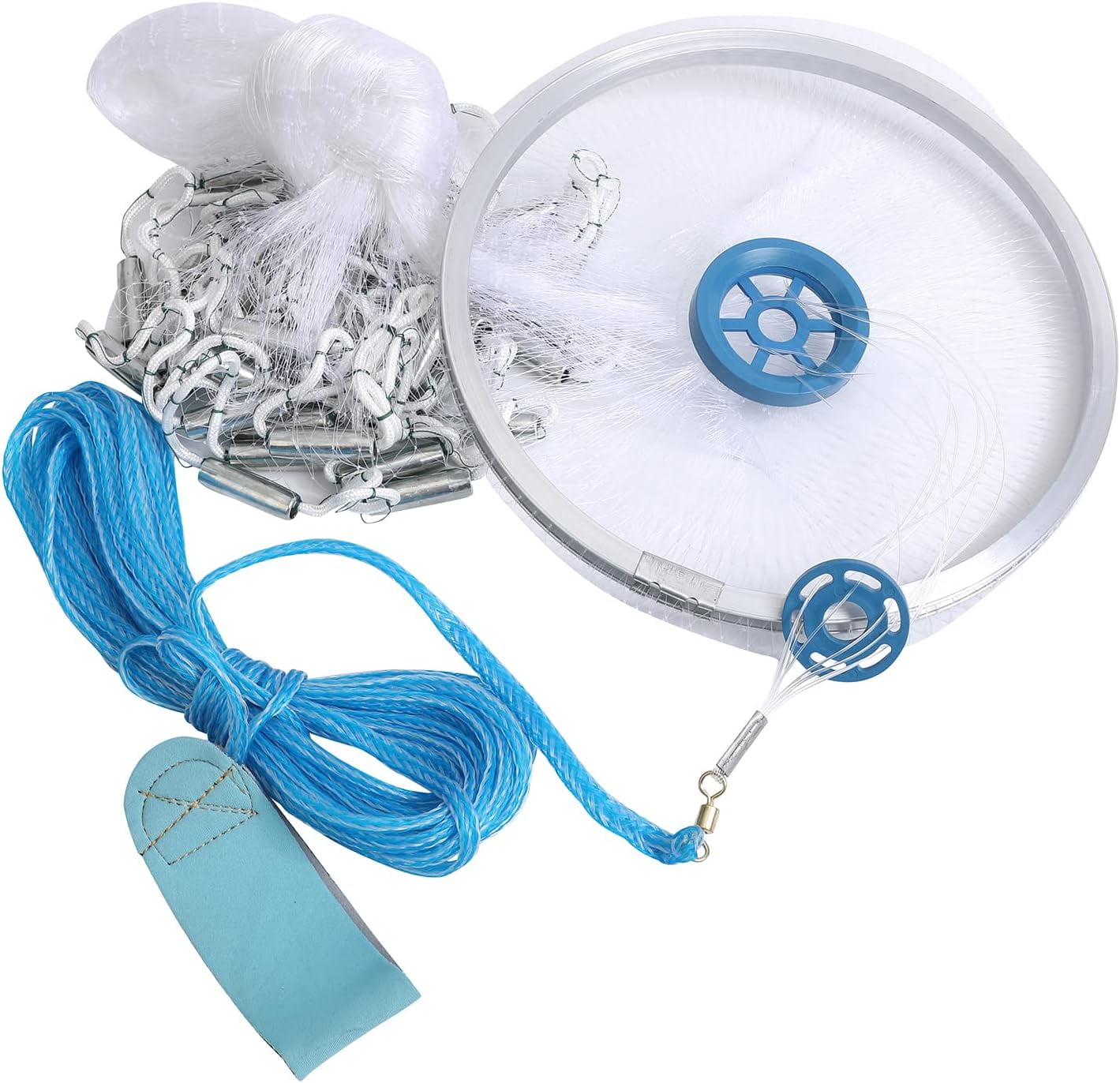 Bait Trap Fishing Cast Net with Aluminum Ring, Easy Throw for Beginners, Saltwater Freshwater Fish Throw Net-4FT