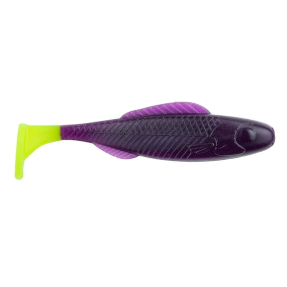 BaitFuel Saltwater 3in Paddle Tail, Purple Chartreuse, 6pieces Fishing Lures