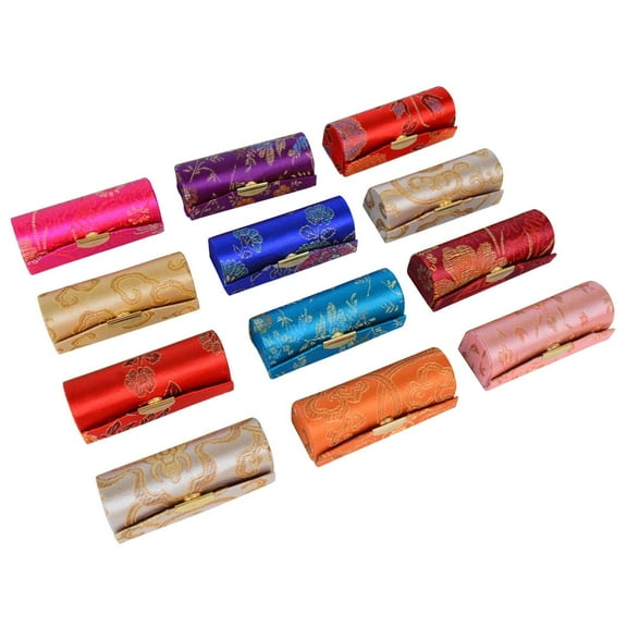 Baitaihem 12 Pack Lipstick Case Lipstick Holder Flower Design Makeup Jewelry Holder Box Lip with Mirror