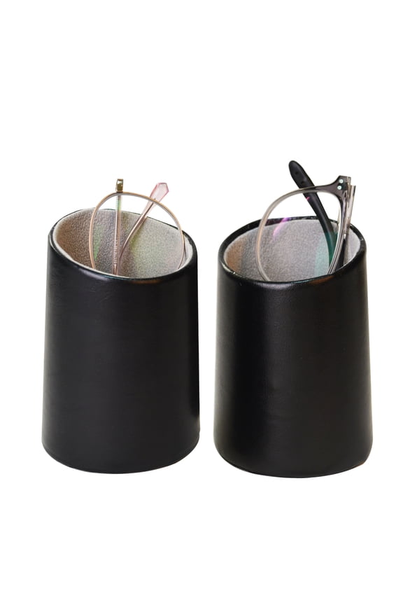 2 Pack Eyeglasses Holder PU Leather Glasses Stand Case Holder for Desks or Nightstands