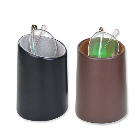 Baitaihem 2 Pack Eyeglasses Holder PU Leather Glasses Stand Case Holder for Desks or Nightstands