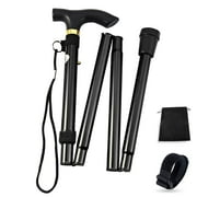 Baitaihem Foldable Walking Cane Stay Steady and Stylish Collapsible Walking Stick with Adjustable Height for Women/Men/Seniors,Black