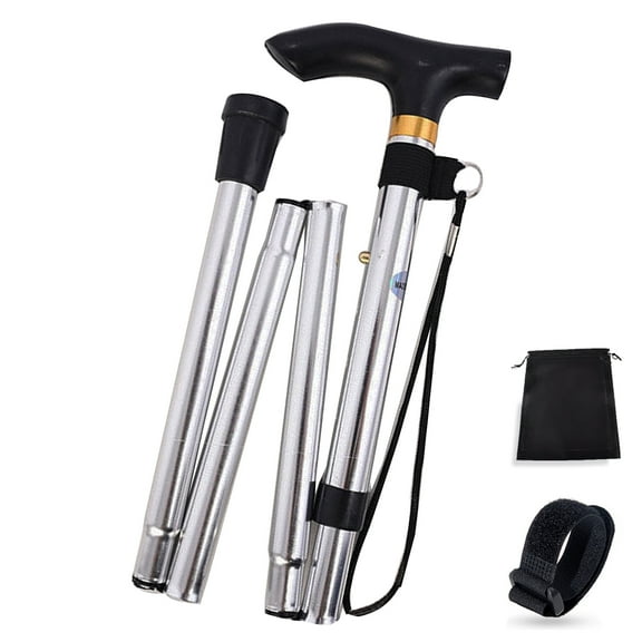 Baitaihem Foldable Walking Cane Stay Steady and Stylish Collapsible Walking Stick with Adjustable Height for Women/Men/Seniors,Silver