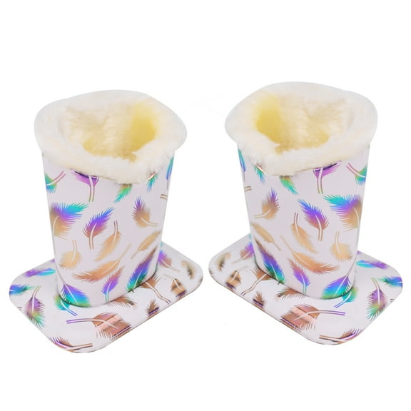 Baitaihem Pack of 2 Plush Lined Eyeglasses Holder Stand Protective Glasses Case(Feather,White)