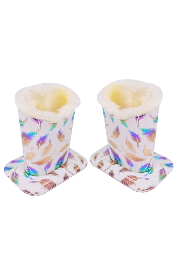 Pack of 2 Plush Lined Eyeglasses Holder Stand Protective Glasses Case(Feather,White)