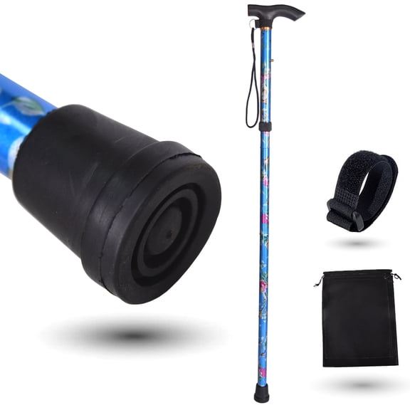 Baitaihem Unisex Collapsible Blue Trekking Poles for Hiking 36" Lightweight Folding Walking Sticks