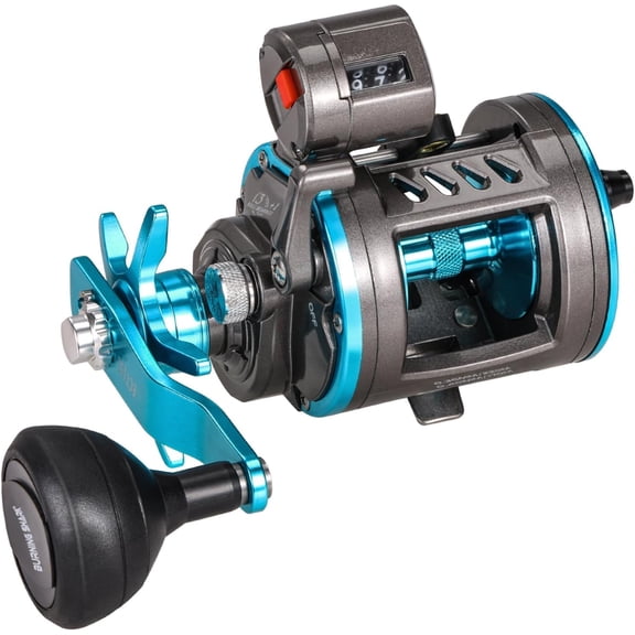 Baitcasting Fishing Reel with Line Counter and Carbon Fiber Drag System for Saltwater Trolling