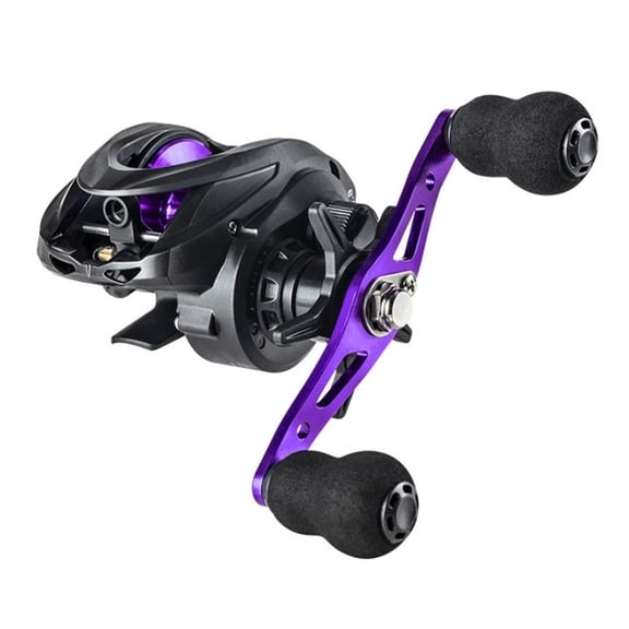 Baitcasting Reel 6.3:1 Gear Ratio Magnetic Control Tangle-Free Line Management Heat-Resistant Metal Spool Nylon Black Easy Tension Adjustment for Fishing(Left Purple)