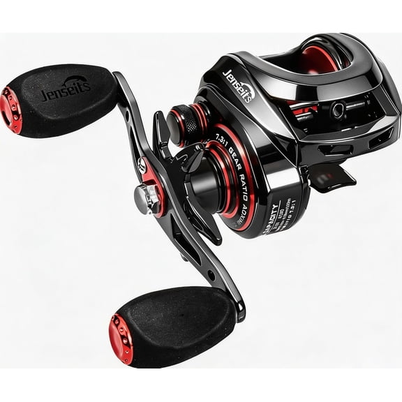 Baitcasting Reel 7.3:1 High Speed Bass Baitcaster, Drag Clicker Version, Low Profile Casting Reel with 7+1 Bearings, 17.6LB Drag Magnetic Brake System