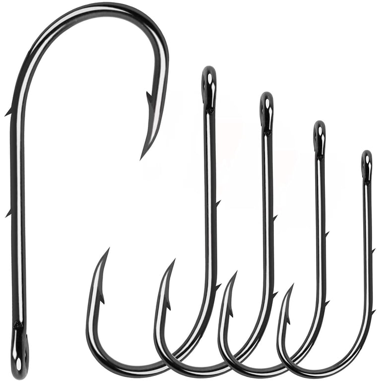 Baitholder Fishing Hooks Long Shank Beak Hooks,100Pcs Black Jig Fishing  Hooks Offset with 2 Baitholder Barbs Size:#4-6/0