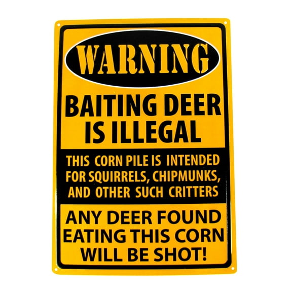 Baiting Deer Warning Funny Embossed Tin Sign Hunting Cabin Garage Bar Wall Decor