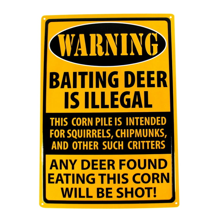 Baiting Deer Warning Funny Embossed Tin Sign Hunting Cabin Garage Bar Wall Decor Baiting Deer Warning Funny Embossed Tin Sign Hunting Cabin Garage Bar Wall Decor