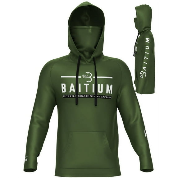 Baitium Fishing Shirt For Men Outdoor Hooded Long Sleeve Sun Shirt Hiking Running UPF 50+