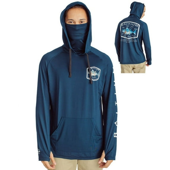 Baitium Fishing Shirt For Men Outdoor Hooded Long Sleeve Sun Shirt Hiking Running UPF 50+
