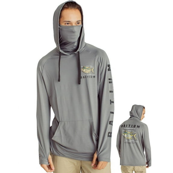 Baitium Fishing Shirt For Men Outdoor Hooded Long Sleeve Sun Shirt Hiking Running UPF 50+