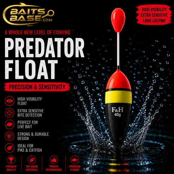 Baits Base Predator Fishing Float 40g High Visibility Sensitive Float for Pike, Catfish & Predator Fishing