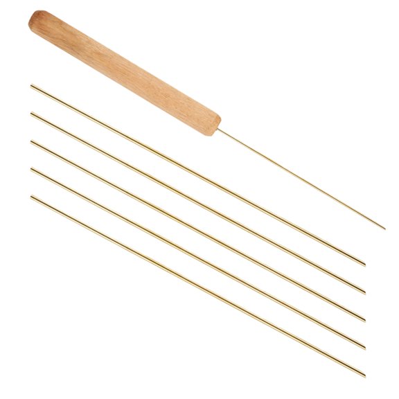 Baits Threader Fishing Tool with Wooden Handle Portable Baits Needle Rigging Stainless Steel Baiting Needle