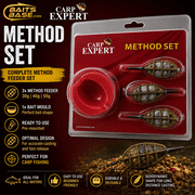 BaitsBase Carp Expert Complete Method Feeder Set   3 Method Feeders 30g/40g/50g with Bait Mould   Ready to Fish