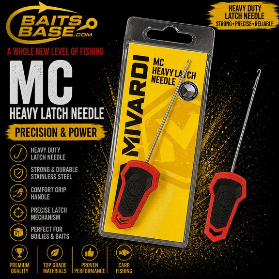 BaitsBase Heavy Latch Needle for Carp Fishing Stainless Steel Baiting Needle for Boilies, Pellets, Tiger Nuts, Corn & Hair Rigs Heavy Duty Carp Fishing Tackle Tool