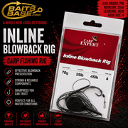 BaitsBase Inline Blowback Rig 70g Ready Carp Fishing Rig   25lb Hooklink, 45lb Leadcore, Size 4 Hook   Pre-Tied Terminal Tackle for Carp & Grass Carp Fishing