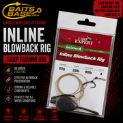BaitsBase Lead Free Inline Blowback Rig 80g Ready Carp Fishing Rig   25lb Hooklink, 80lb Lead Free Leader, Size 4 Hook   Pre-Tied Terminal Tackle for Carp & Grass Carp Fishing