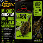 BaitsBase Quick Method Feeder 50g Size L   Inline Method Feeder Cage for Carp Fishing, Fast Bait Release, Long Casting, Durable Carp Feeder