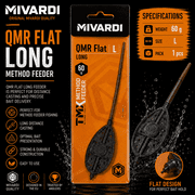 BaitsBase QMR Flat Long Method Feeder 60g Size L   Inline Method Feeder Cage for Carp Fishing, Long Distance Casting, Quick Change Feeder Rig