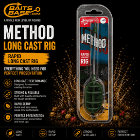 BaitsBase Rapid Long Cast Rig 40g Ready-to-Use Method Feeder Rig for Long Distance Casting