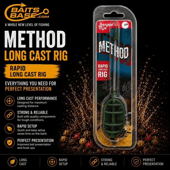 BaitsBase Rapid Long Cast Rig 40g  Ready-to-Use Method Feeder Rig for Long Distance Casting