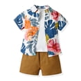 thumbnail image 1 of Baiways Boys 3 Piece Outfits Shorts Sets Button Down Shirt and Shorts Clothes for 3M-6Y, 1 of 9