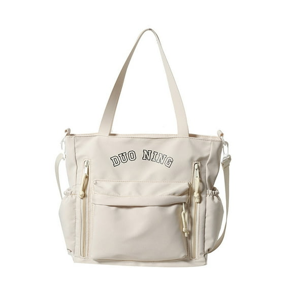 Baiways College Students Simple Multi-Purpose Large Capacity Single Shoulder Canvas Bag, Tutorial Class Multi-Layer Oblique Span Bag 12.2*11*4.33in