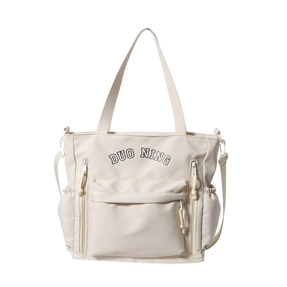 Baiways College Students Simple Multi-Purpose Large Capacity Single Shoulder Canvas Bag, Tutorial Class Multi-Layer Oblique Span Bag 12.2*11*4.33in