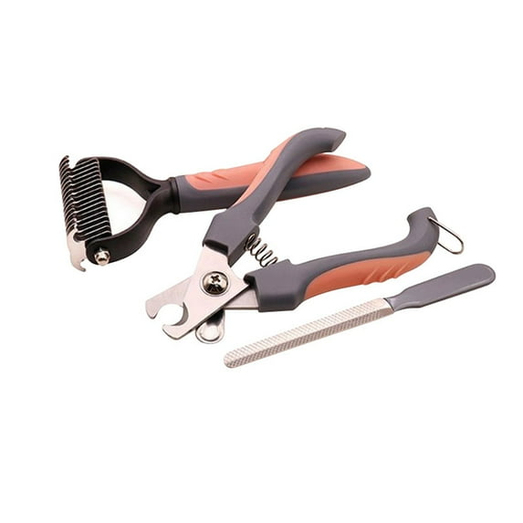 Baiways Pet Cat and Dog ABS Beauty Cleaning 3 Sets, Nail Scissors, Hair Removal Comb, File