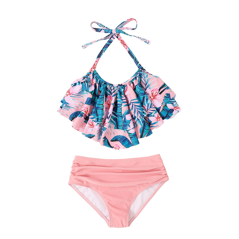 Baiways Summer Family Bikini Mother-Daughter Dress Ruffled Sweet Sister ...