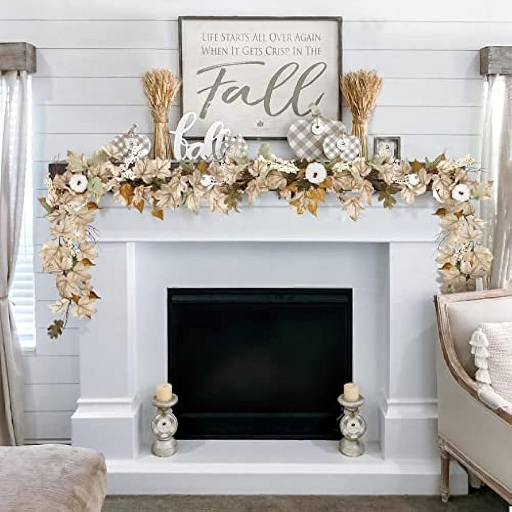 YTTAL Fall Garland - 6Ft Autumn Maples Leaf Pumpkin Berry Garland - Thanksgiving Halloween Mantle Fireplace Farmhouse Harvest Decorationsfor Home Outdoor Indoor