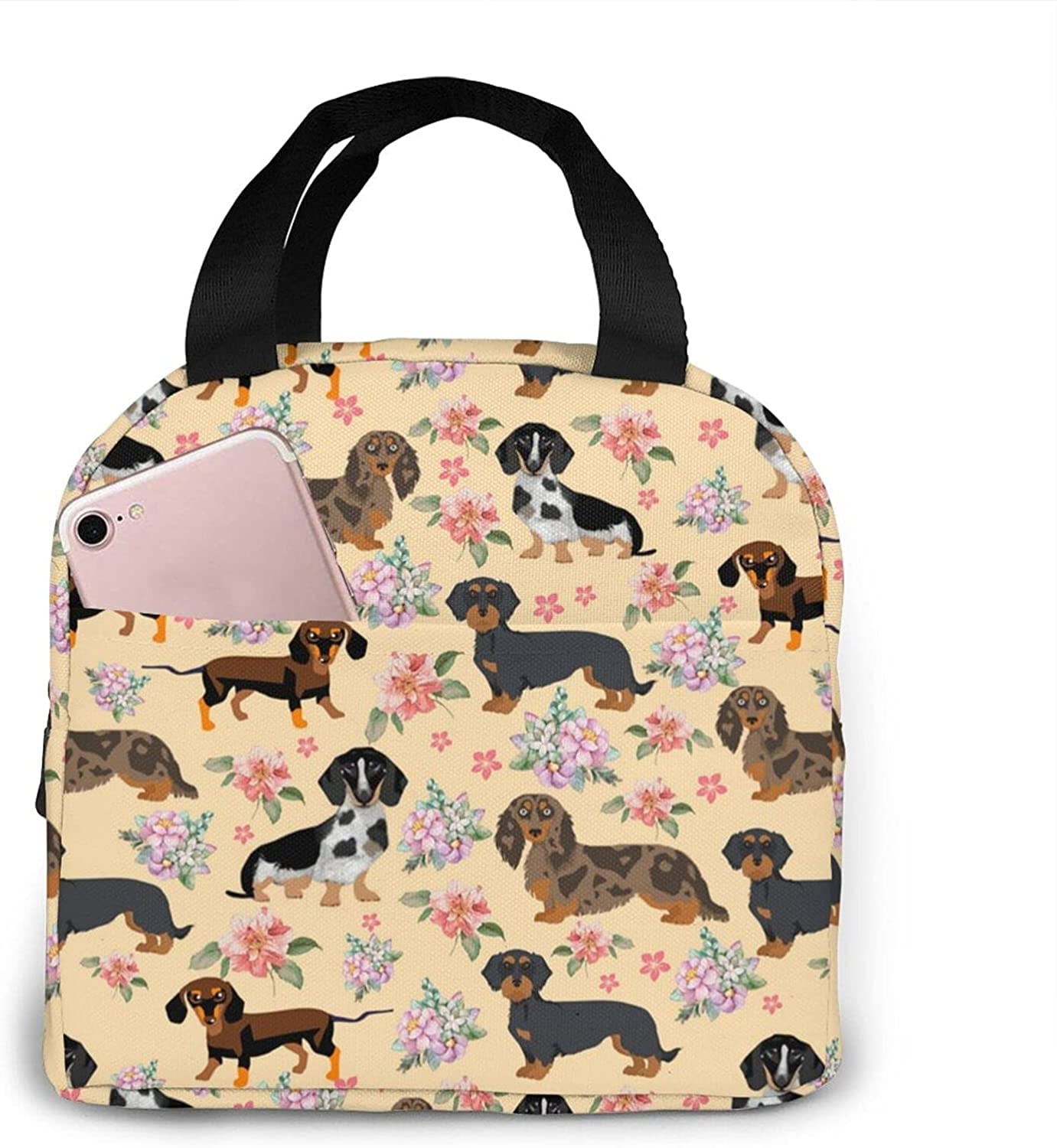 Baiyi Basset Hound Dog Portable Lunch Bag Woman Waterproof Tote