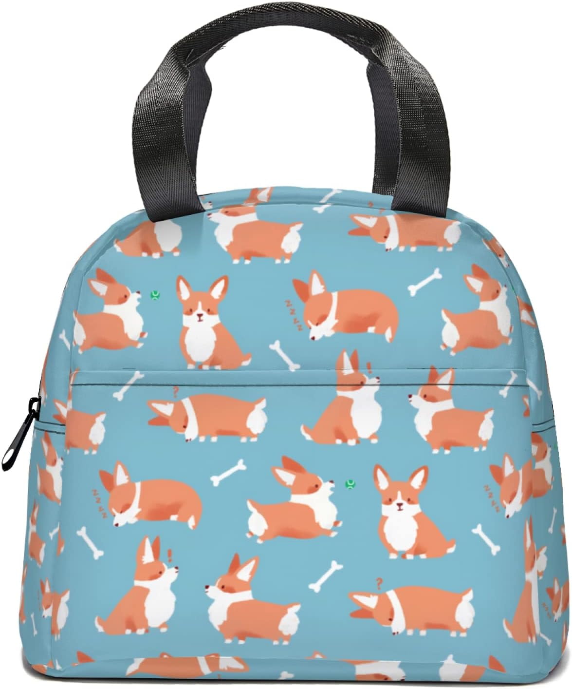 Baiyi Cat Stripe Doodle Light Green Lunch Box Thermal Lunch Bag