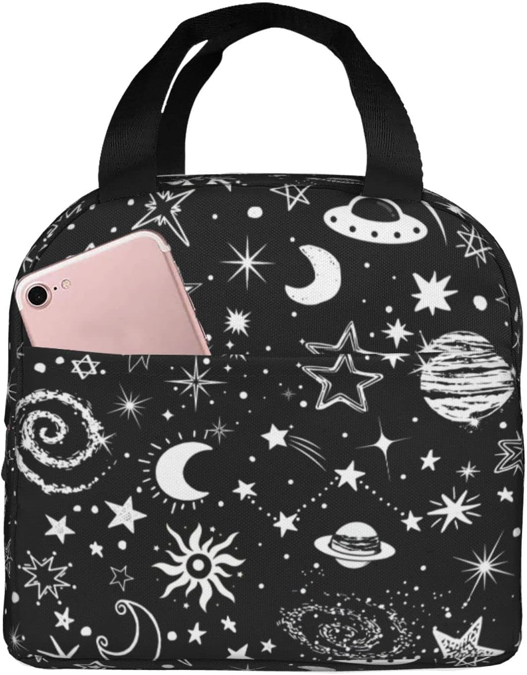 Baiyi Polka Black Dots Lunch Bags for Teens Boys Girls Men Women, Reusable Aesthetics Lunch Box