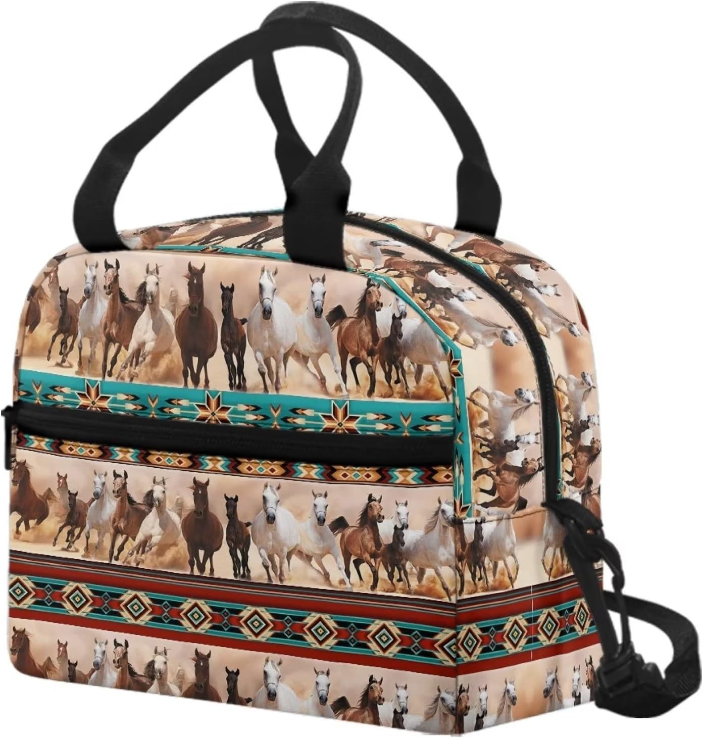 Baiyi Western Horse Lunch Bag Insulated Lunch Box for Girls Women Men