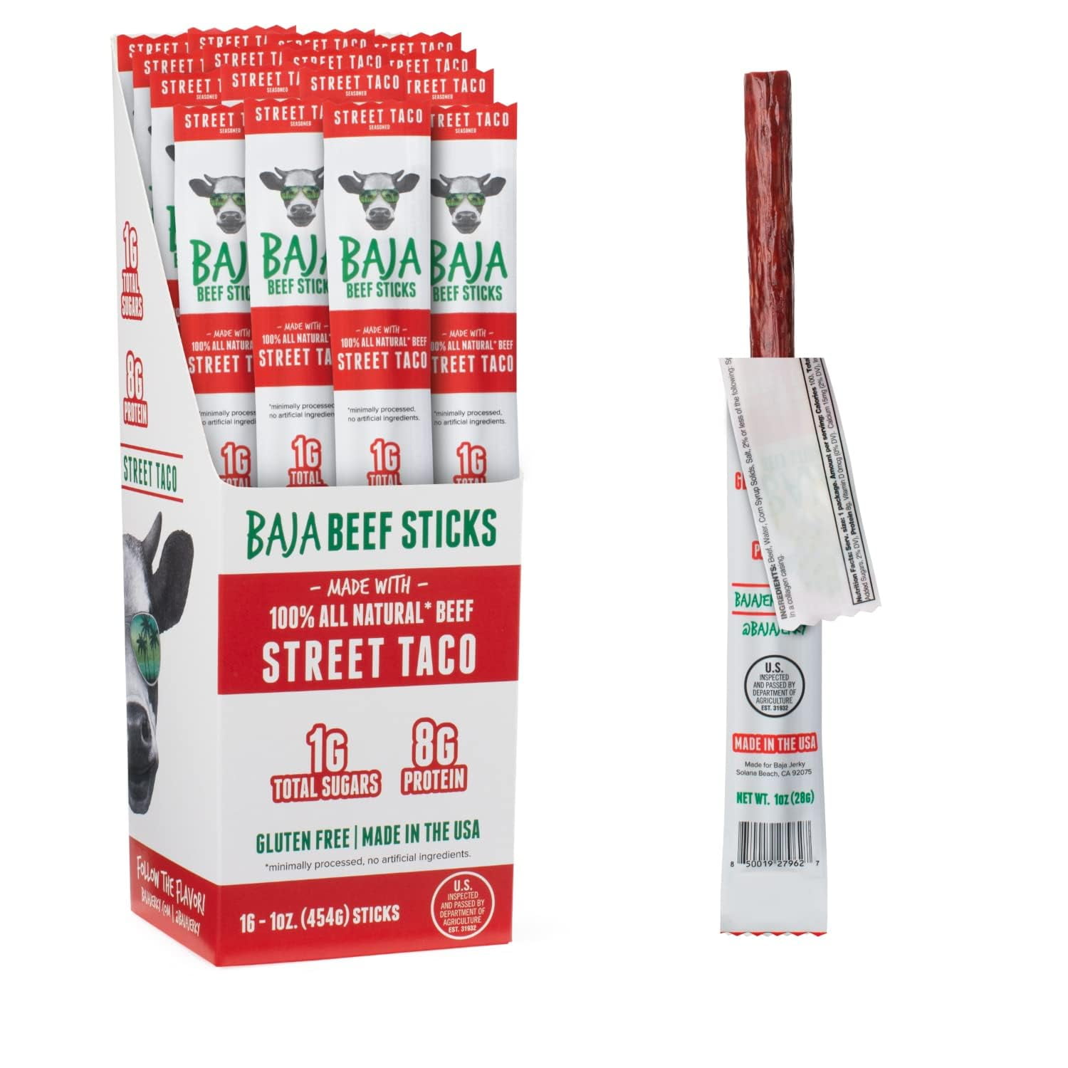 Baja Beef Sticks MMF7 Jerky Meat Sticks, Healthy Meat Snacks for