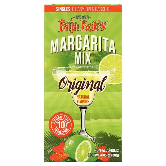 Baja Bob's Sugar-Free Cocktail Mixer, Original Lime Margarita, 8ct Singles