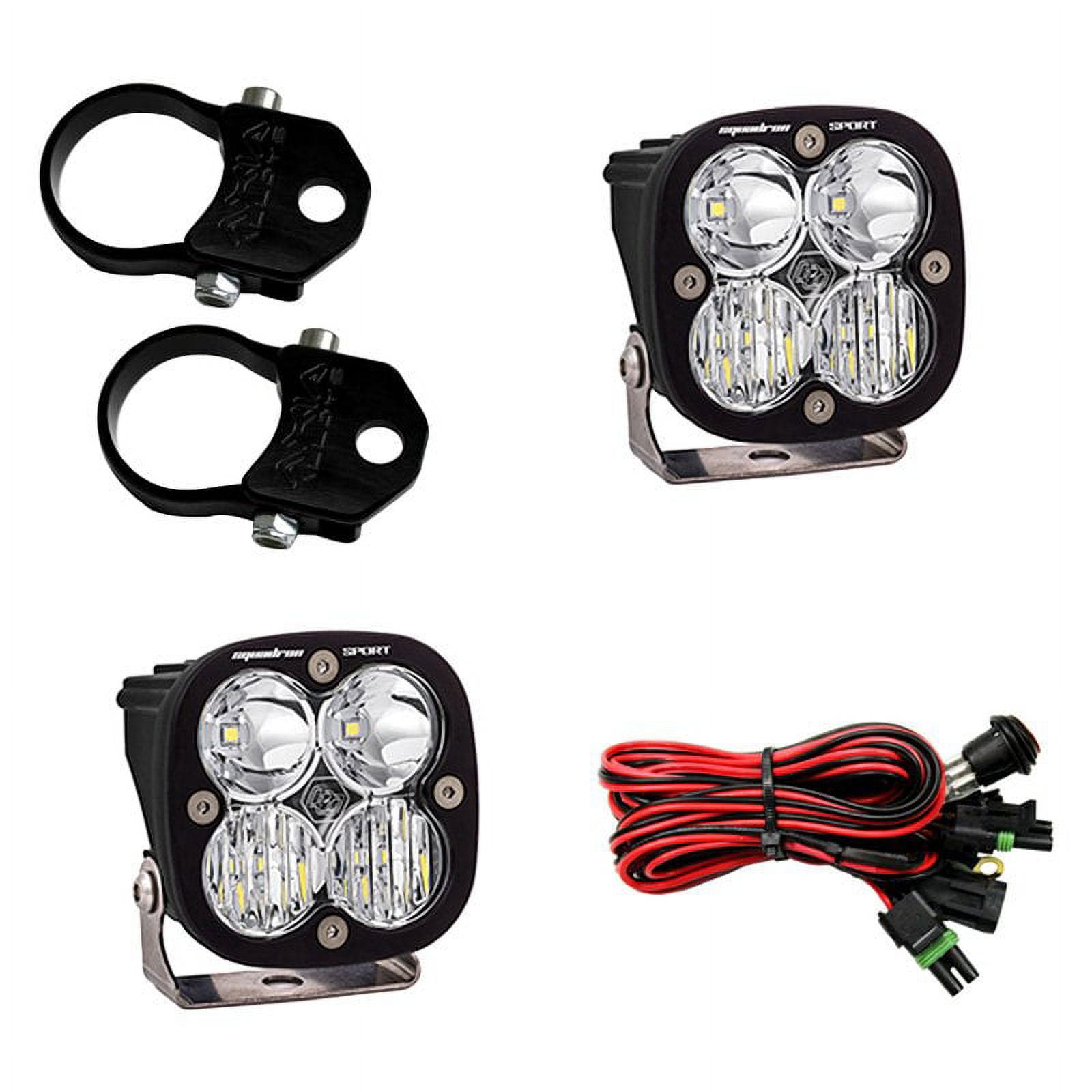Baja Designs 55-7101 - Squadron Sport 3" 2x20W Square Driving/Combo Beam LED Lights Kit with A-Pillar 1.75" Mounts
