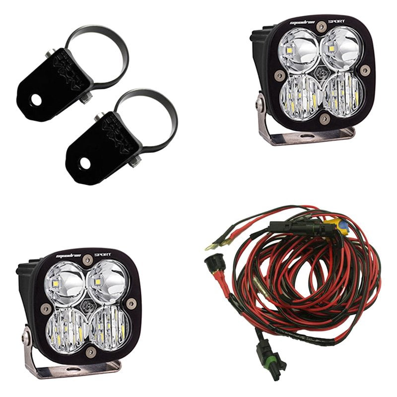 Baja Designs 55-7102 - Squadron Sport 3" 2x20W Square Driving/Combo Beam LED Lights Kit with A-Pillar 2" Mounts