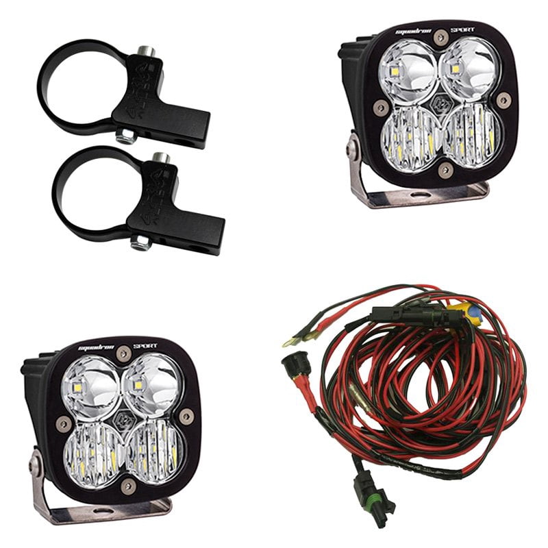 Baja Designs 55-7104 - Squadron Sport 3" 2x20W Square Driving/Combo Beam LED Lights Kit with Horizontal 1.75" Mounts