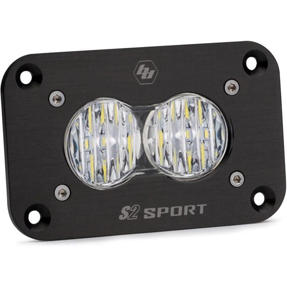 Baja Designs S2 Sport Black Flush Mount LED Light Pod (Wide Cornering; Clear)