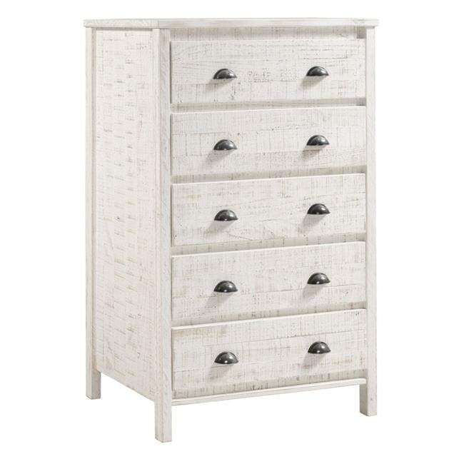 Baja Rustic White Pine 5-Drawer Dresser with Sophisticated Charm
